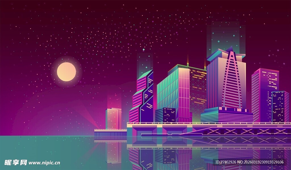 梦幻霓虹都市夜景