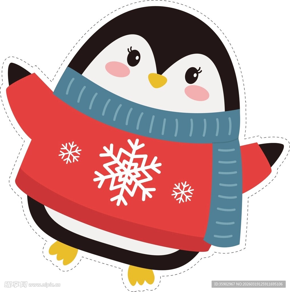 穿毛衣围巾的可爱小企鹅