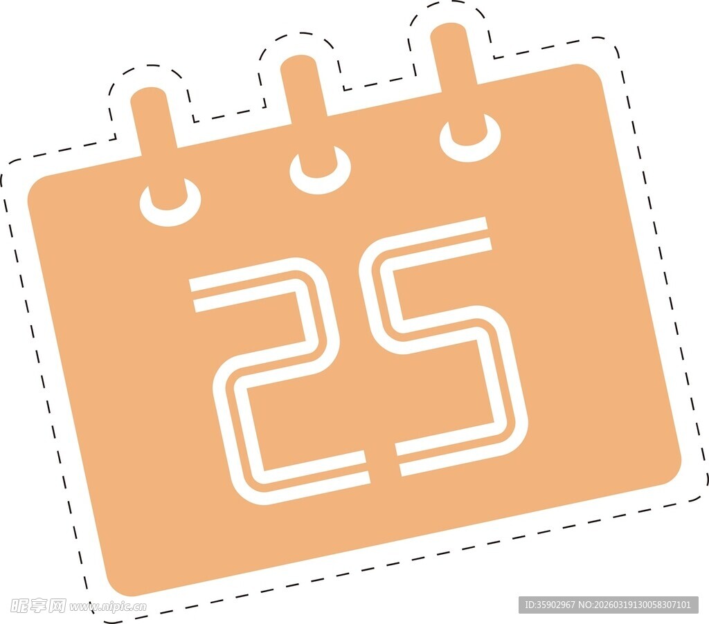 橙色日历图标25号标记