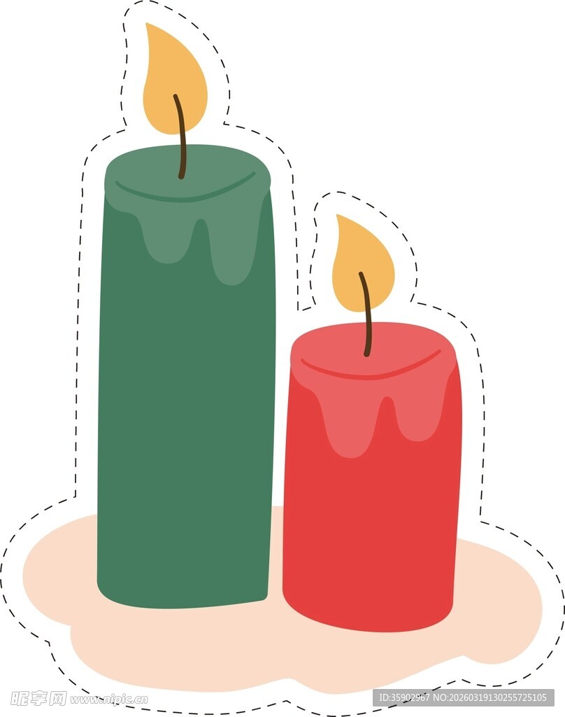 红绿蜡烛插画