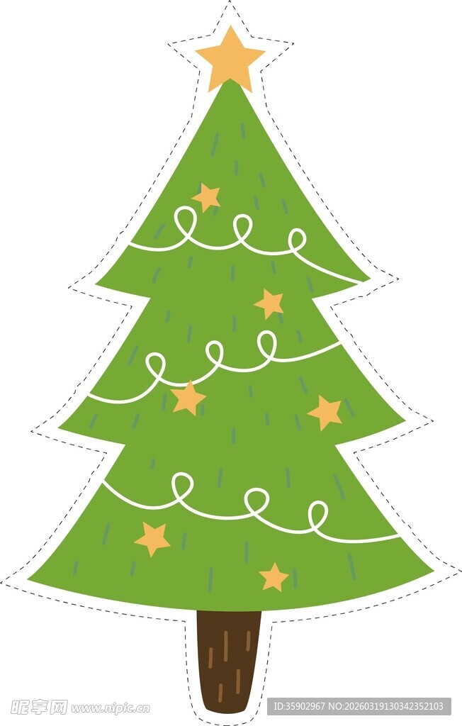 简约卡通风格绿色圣诞树