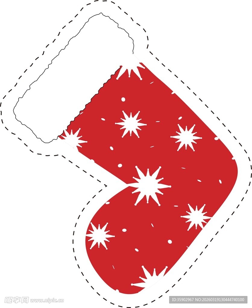 红色星星图案圣诞袜