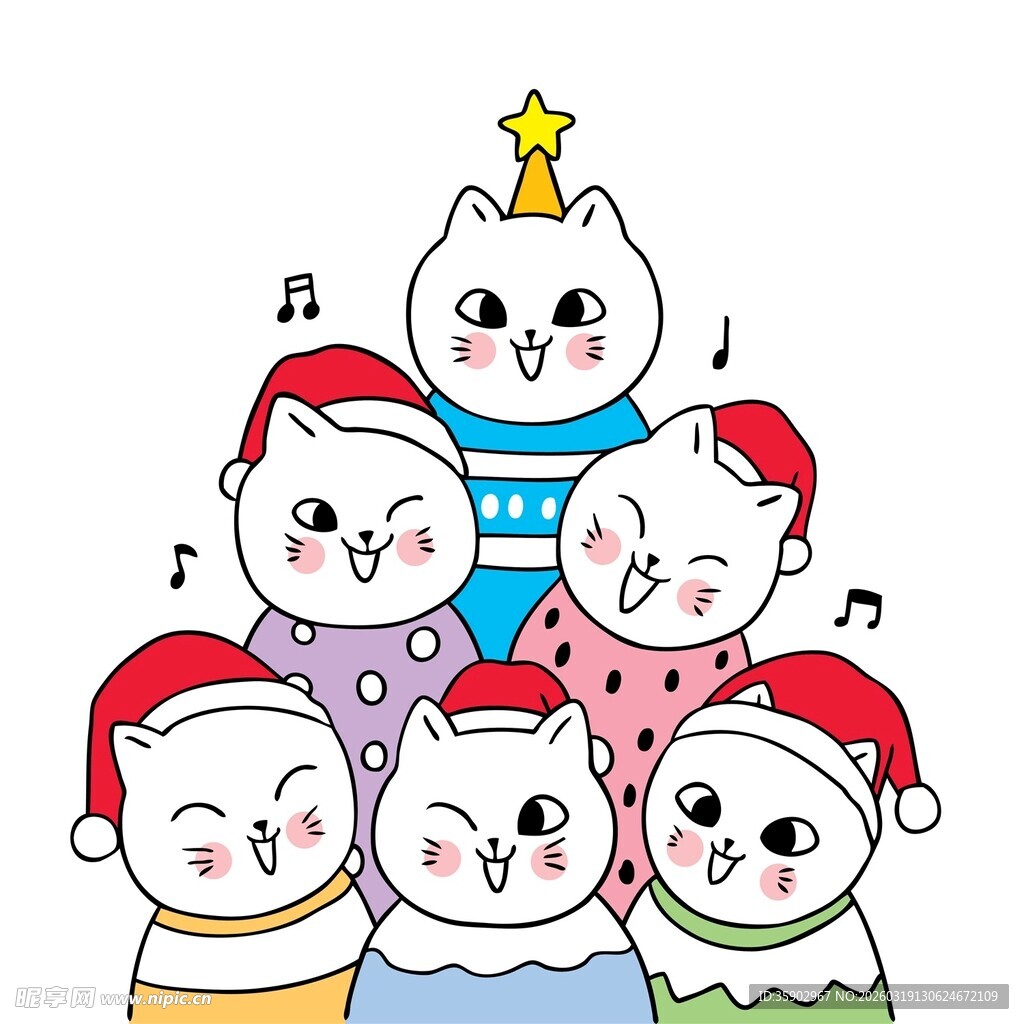 圣诞猫咪欢乐叠罗汉