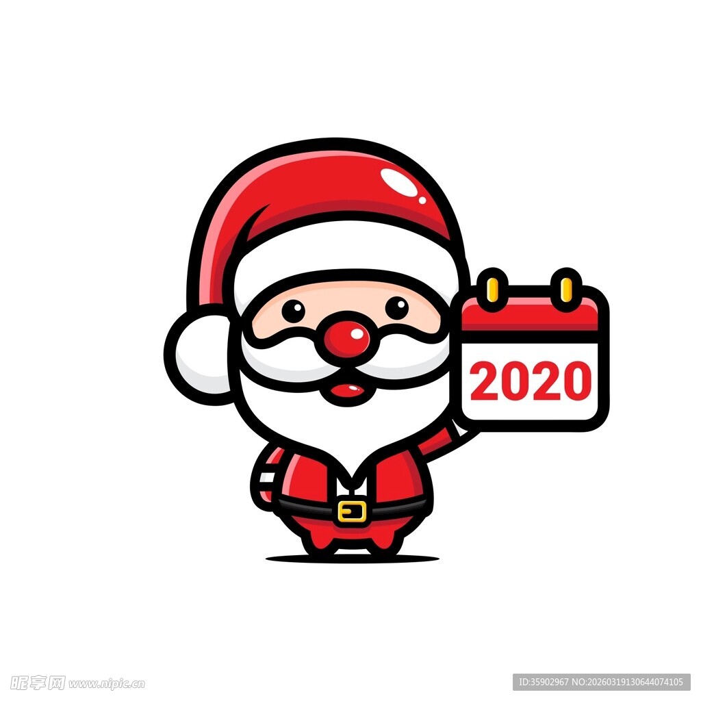 圣诞老人手持2020日历
