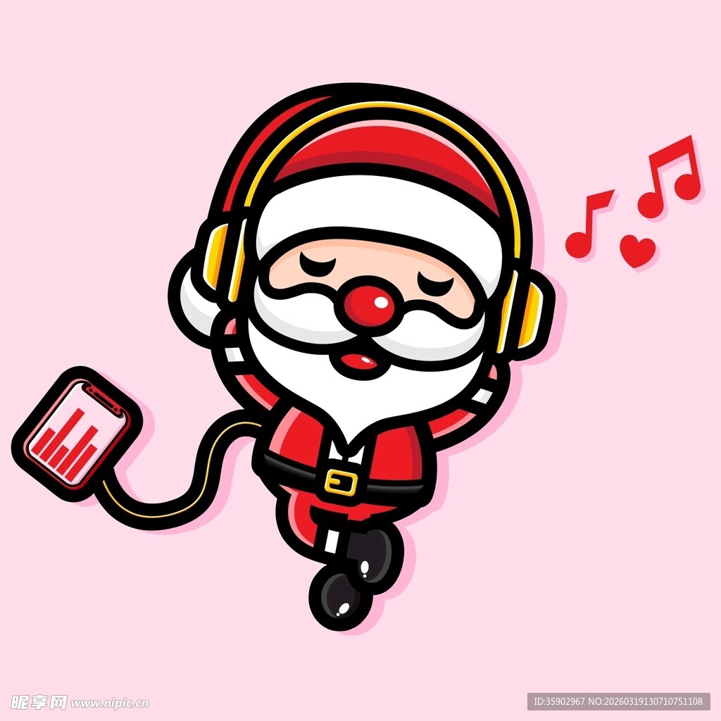 圣诞老人戴耳机欢乐起舞