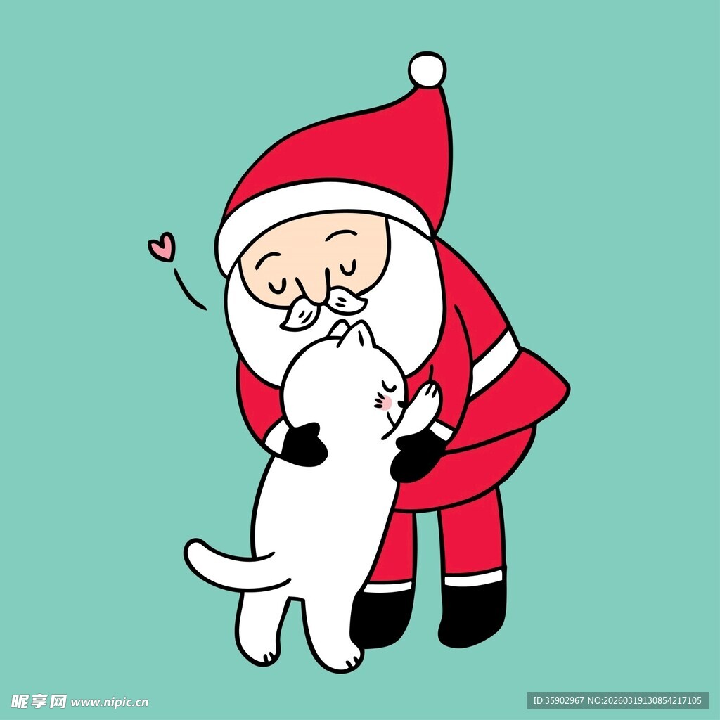 圣诞老人与猫咪的温馨时刻