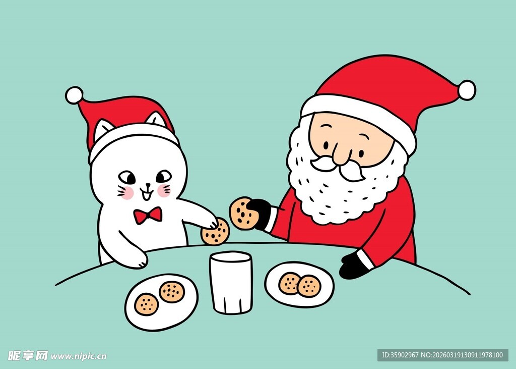 圣诞老人与雪人共进早餐