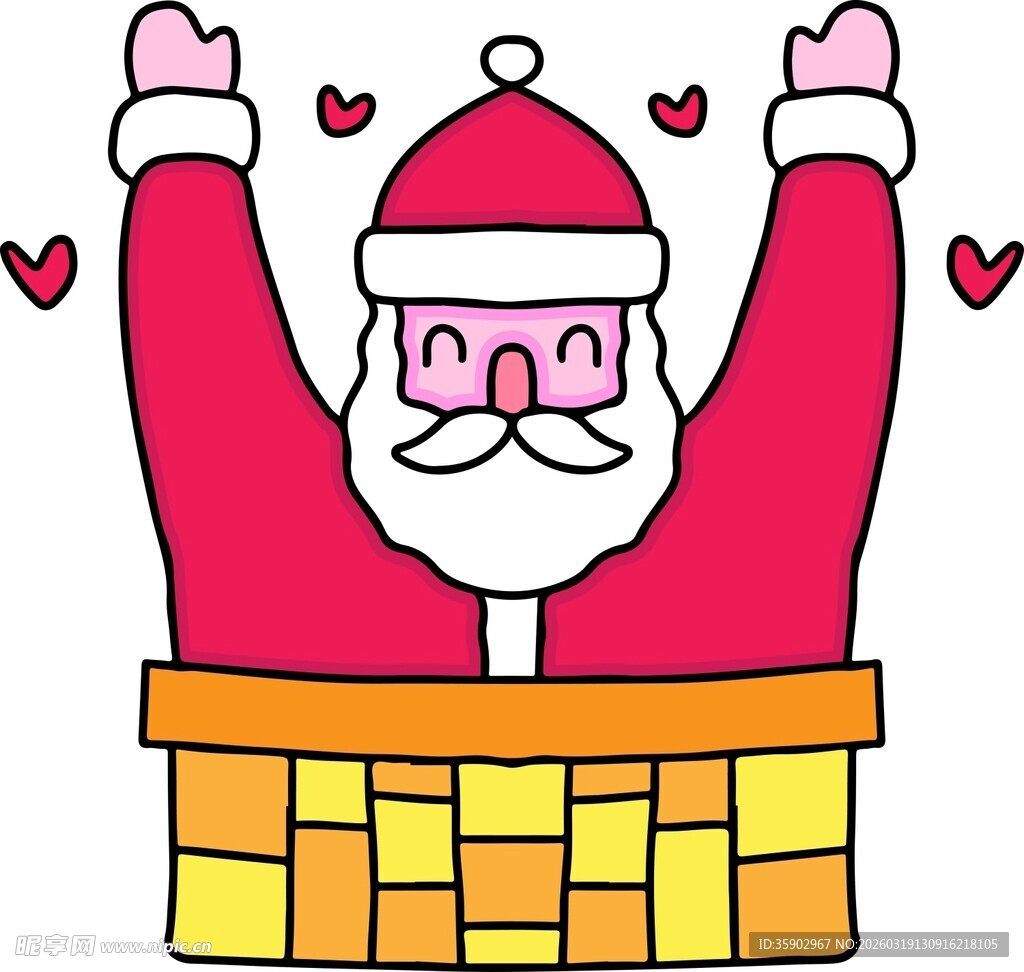 圣诞老人从烟囱欢乐现身