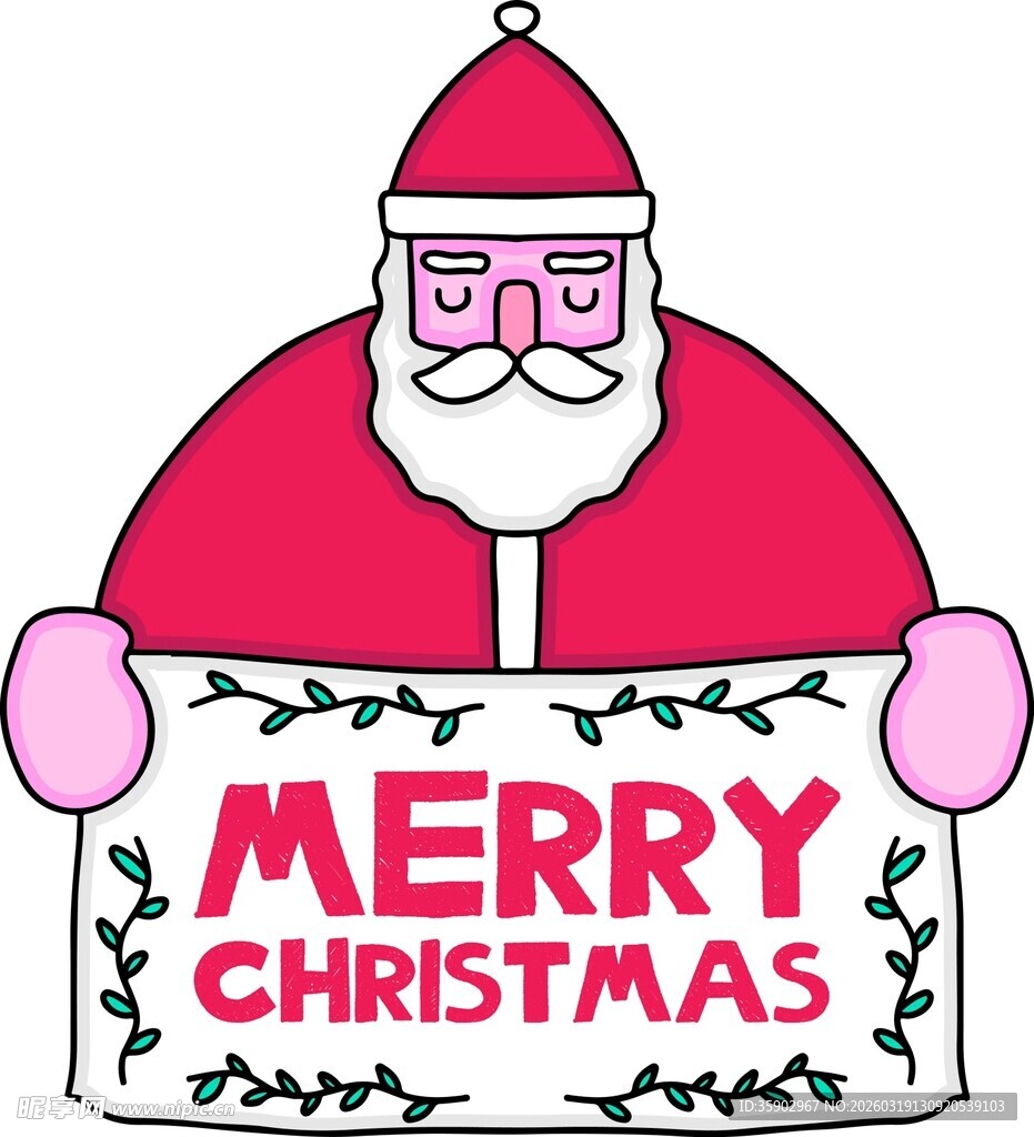 圣诞老人举牌祝圣诞快乐