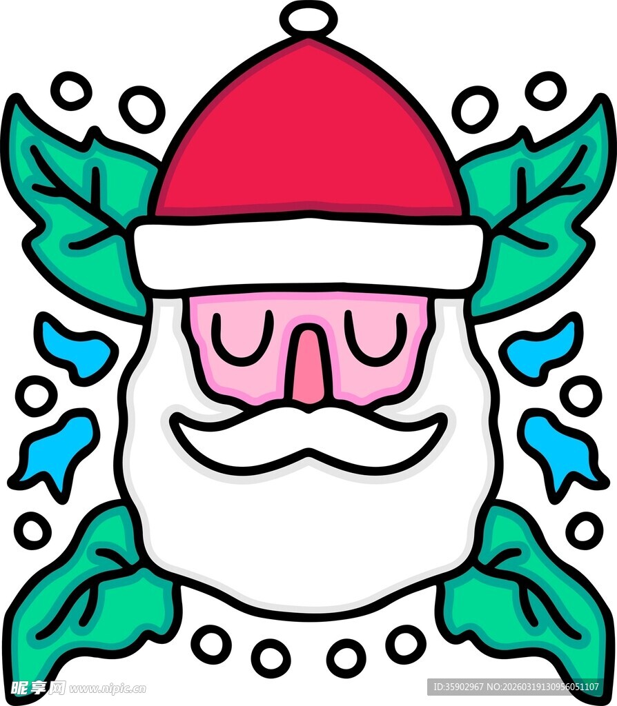 卡通圣诞老人头像设计元素