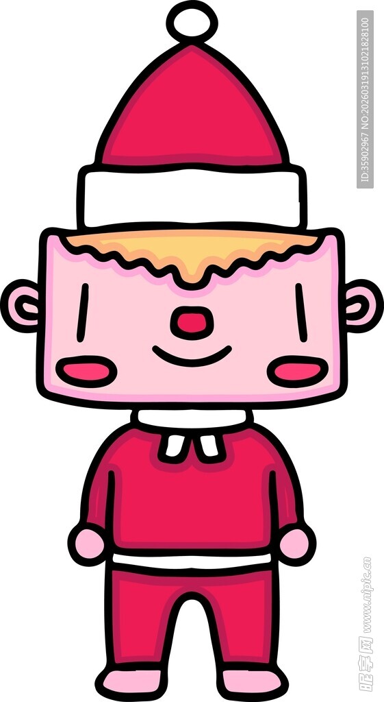 穿红衣戴圣诞帽的卡通人物