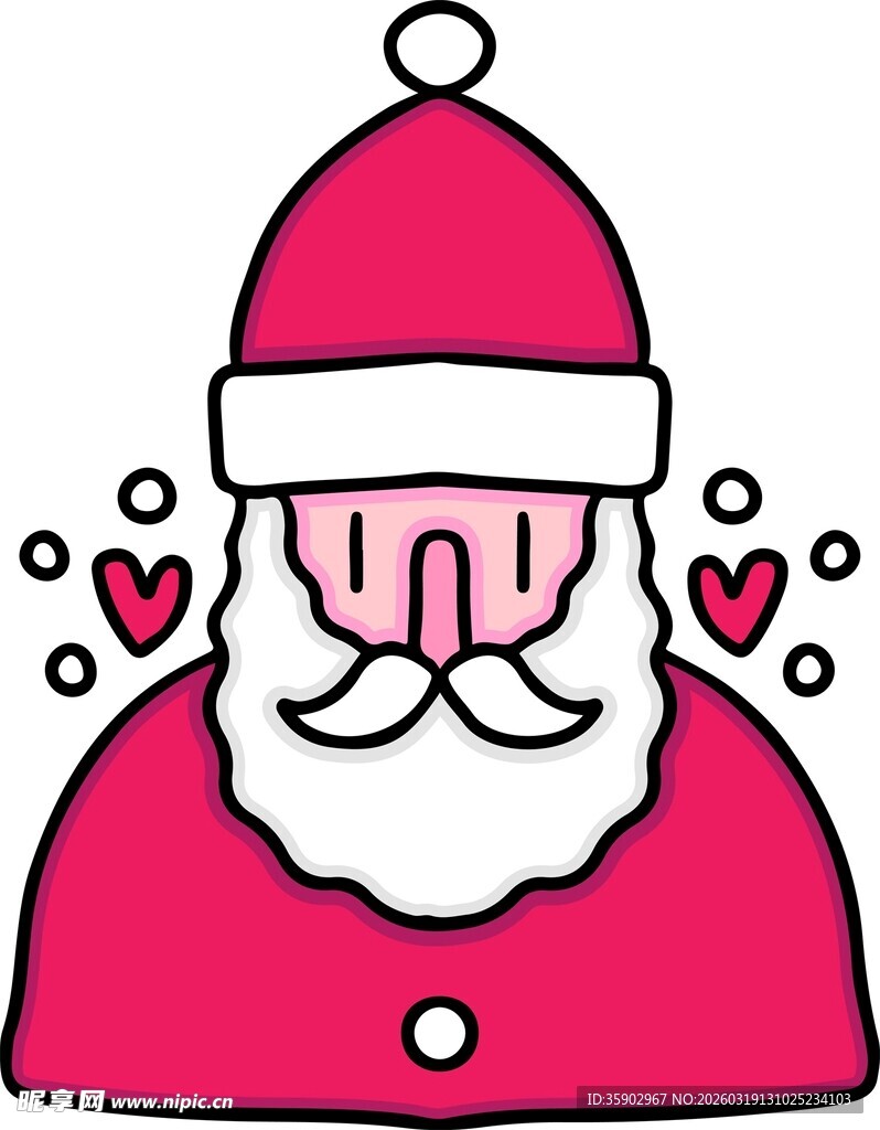 可爱圣诞老人与爱心元素