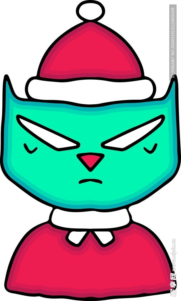 戴圣诞帽的绿脸卡通角色