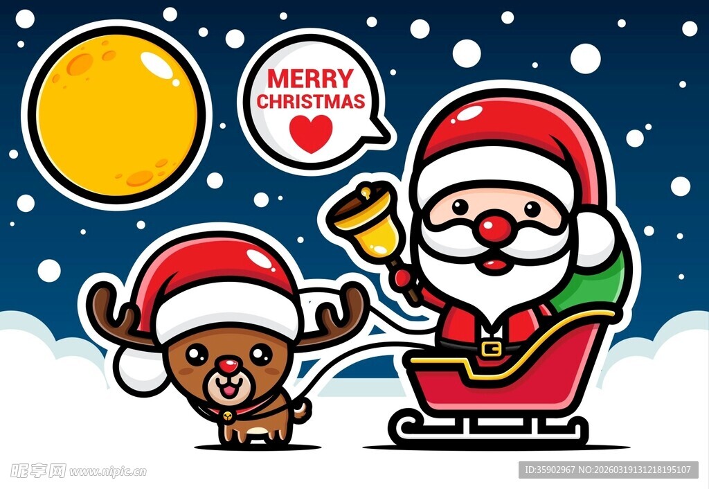 圣诞老人驯鹿欢乐过圣诞