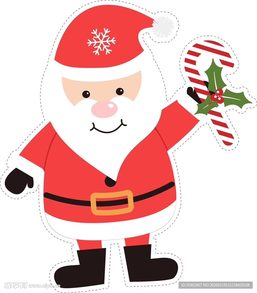 圣诞老人手持糖果棒形象