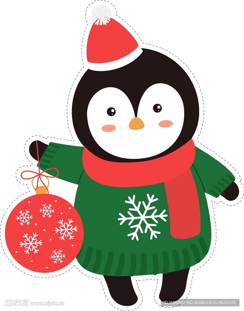 圣诞企鹅手持装饰球