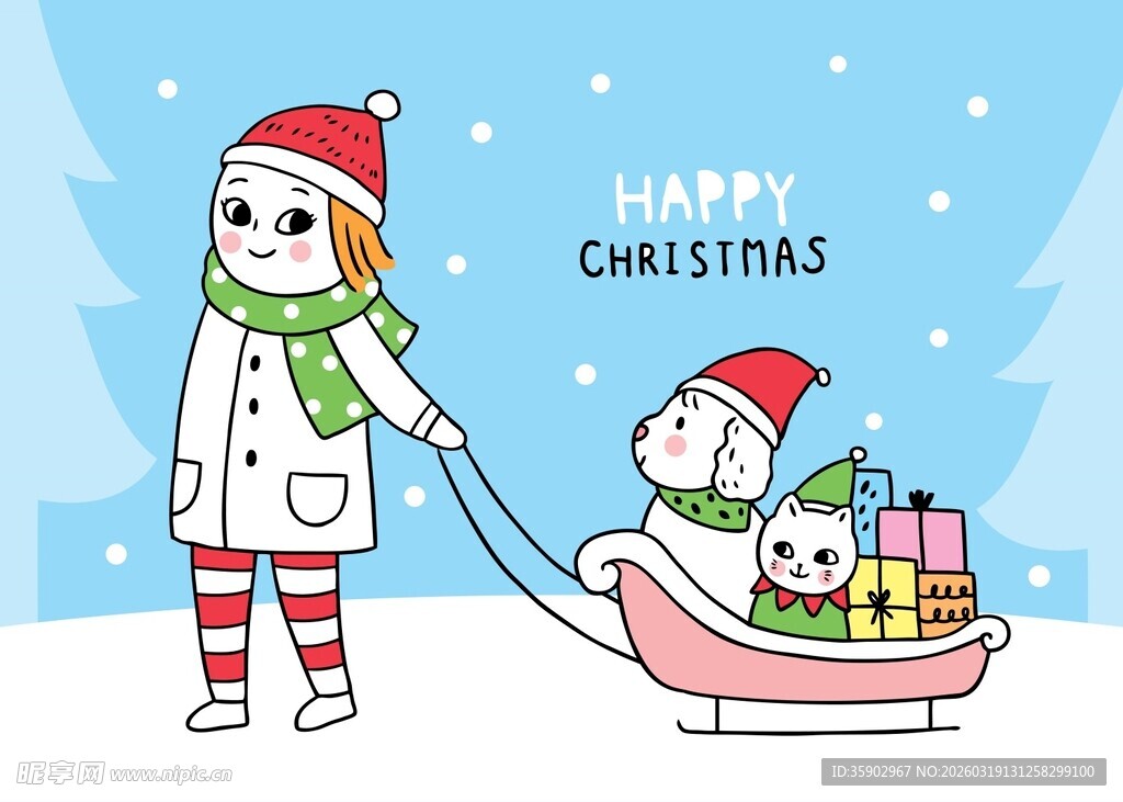 狗狗拉雪橇过圣诞