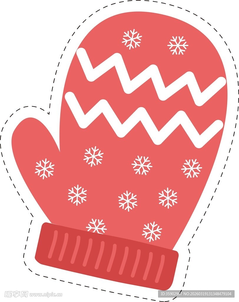 红色雪花图案保暖手套