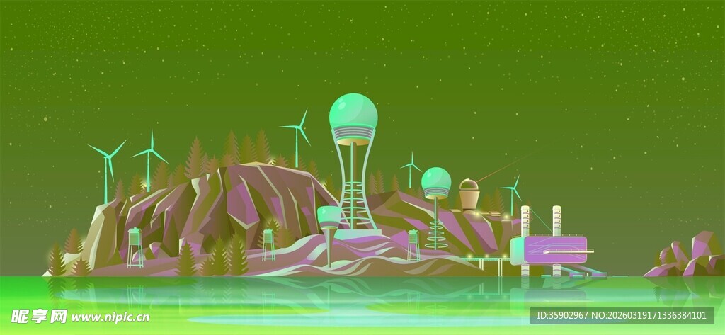 奇幻绿色景观场景设计