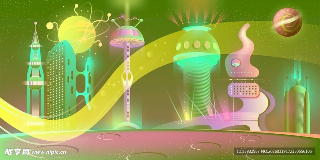 梦幻星球上的奇幻建筑景观