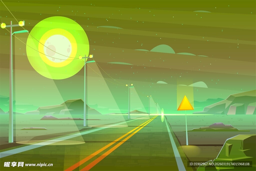 未来感公路夜景画面