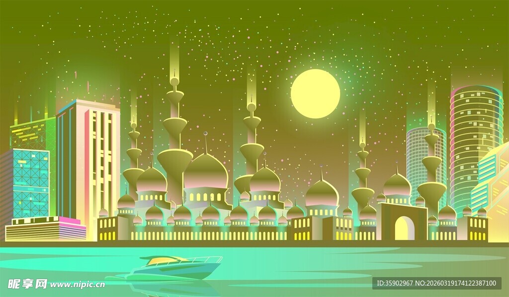 未来感霓虹都市夜景