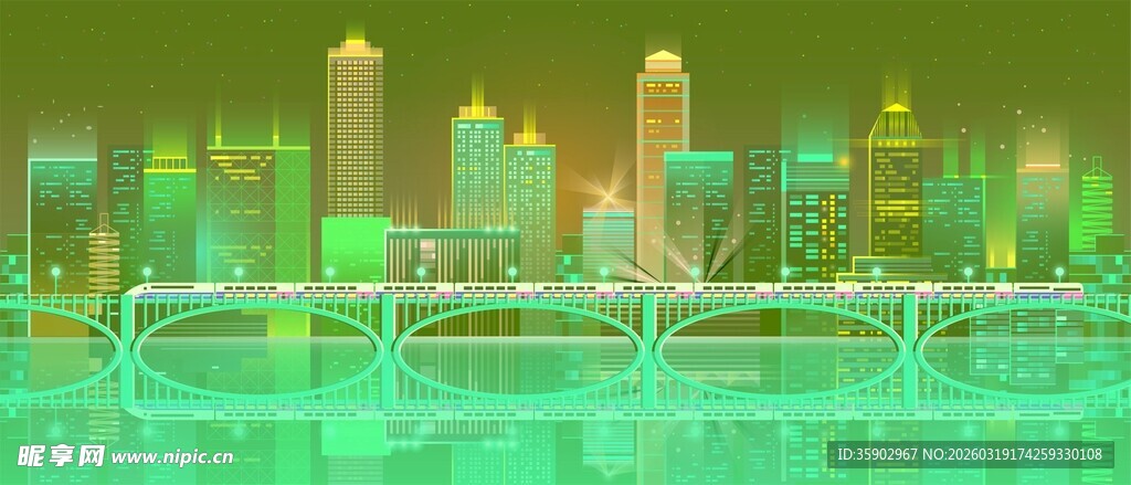 未来感城市霓虹景观