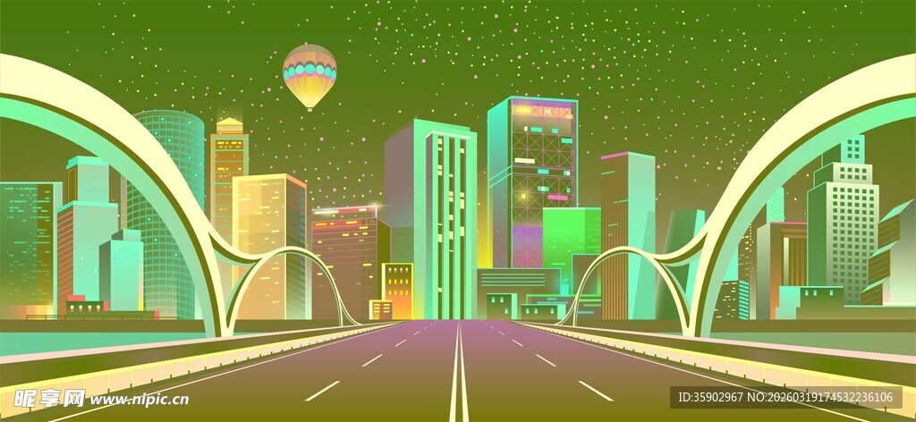 未来城市街道科幻景象