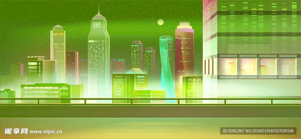 梦幻绿色都市景观