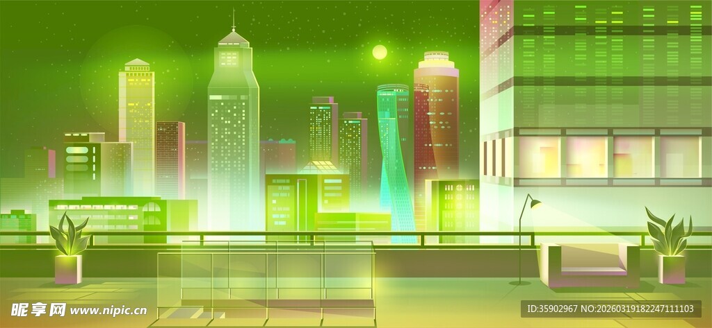 未来都市霓虹夜景