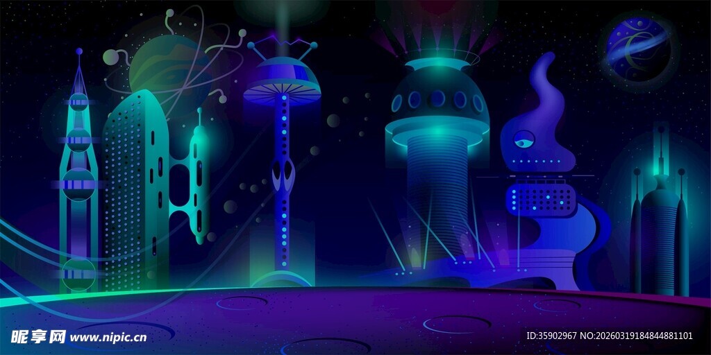 梦幻灯光下的奇幻景观