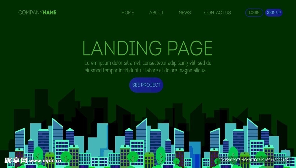 绿色城市着陆页背景图