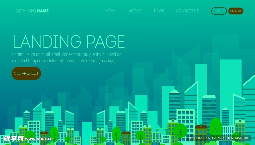 绿色都市景观着陆页背景图