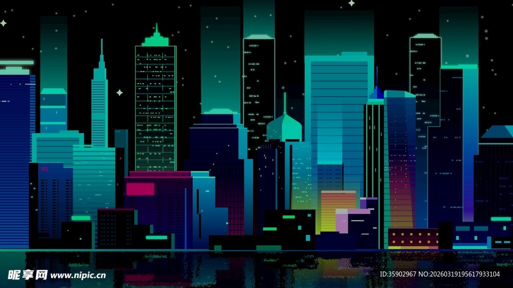 霓虹闪烁的都市夜景