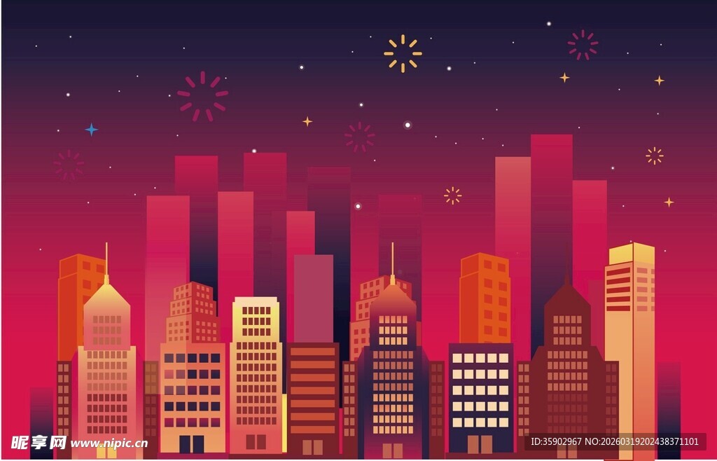 城市夜景璀璨高楼灯火