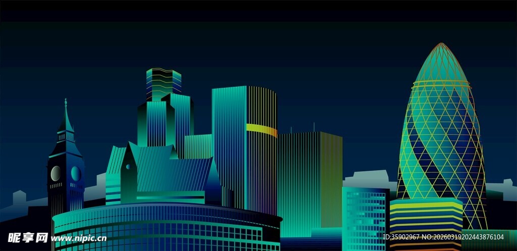 未来感都市夜景建筑