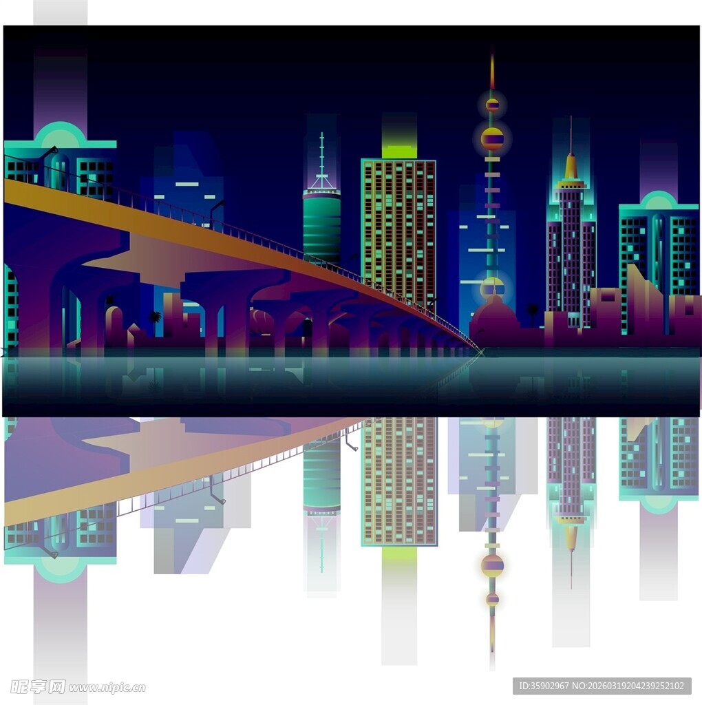 城市夜景下的绚丽光影