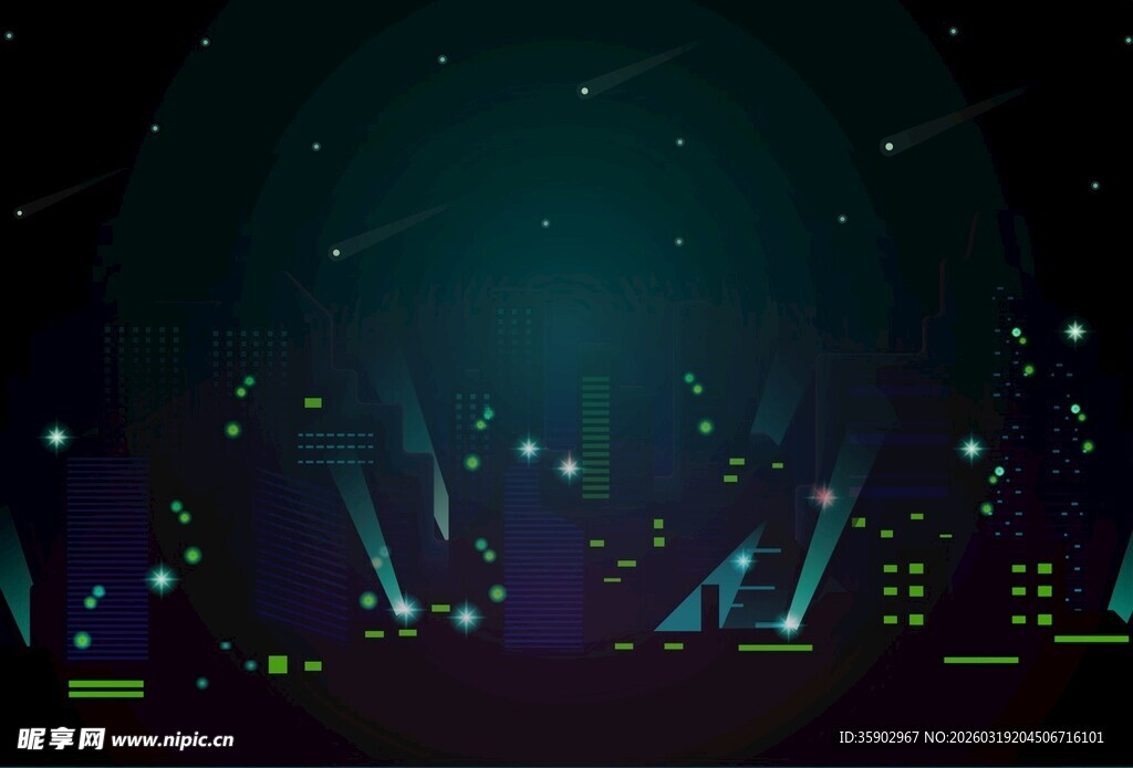 梦幻星空流星夜景图