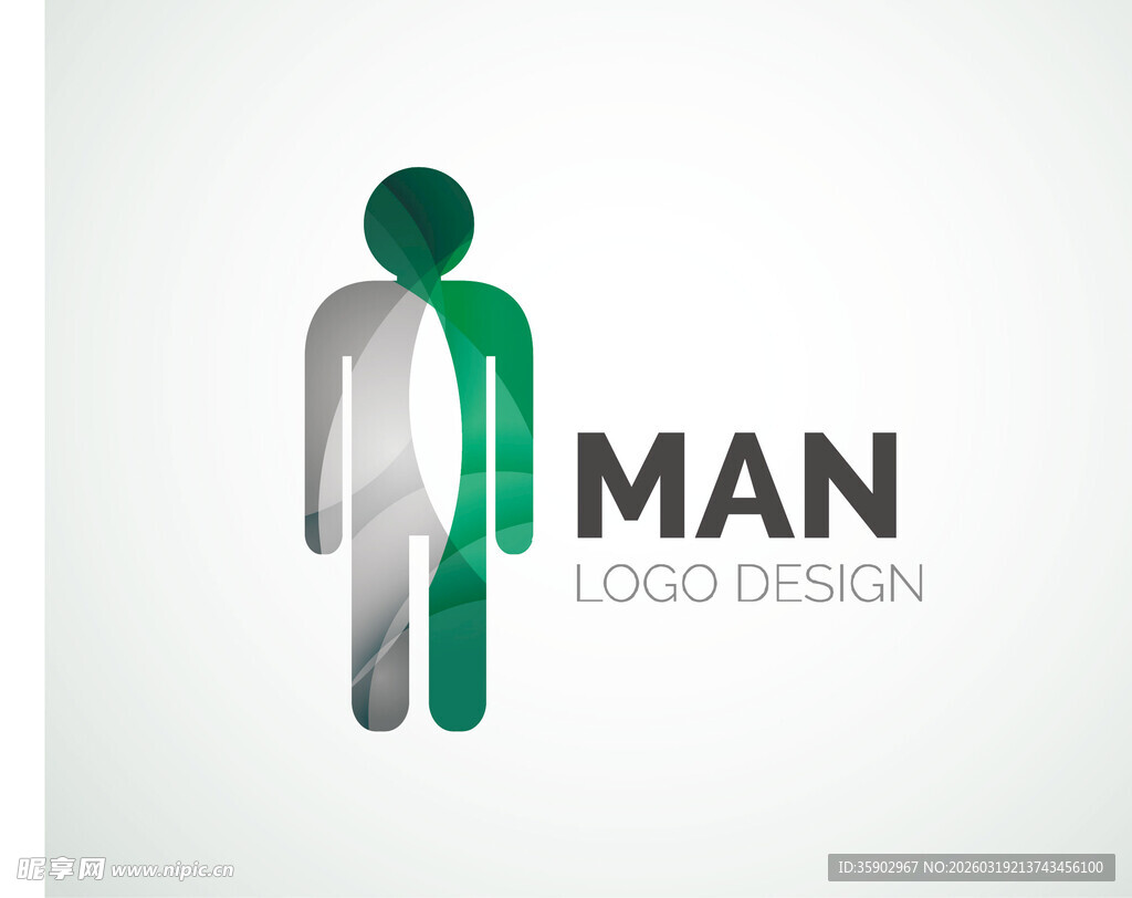 简约人形字母MAN标志设计