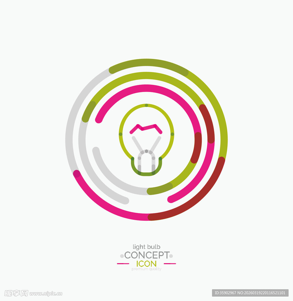 彩色线条环绕的灯泡图案