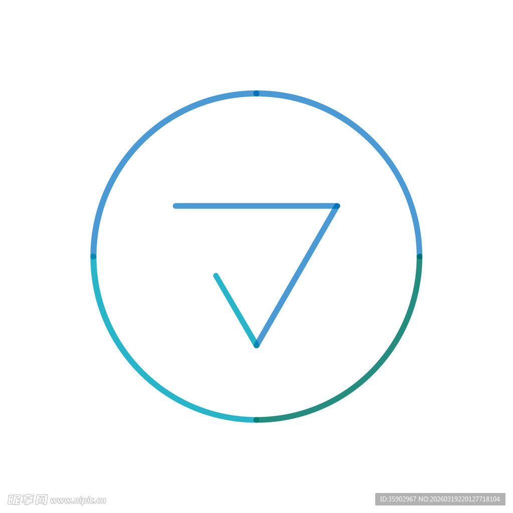 渐变环形内的倒三角图标