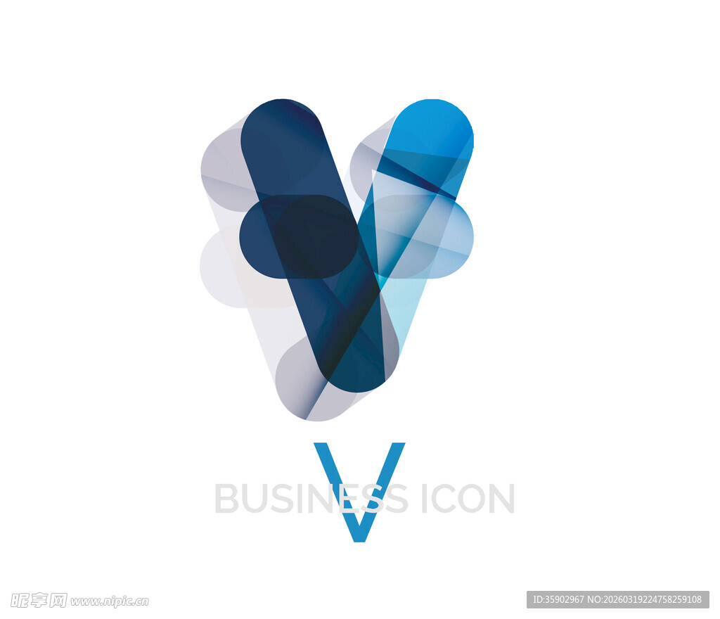 抽象蓝色V形商务图标