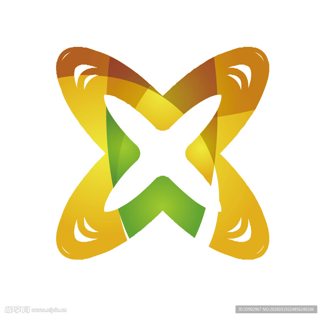 多彩几何X形抽象标志图案