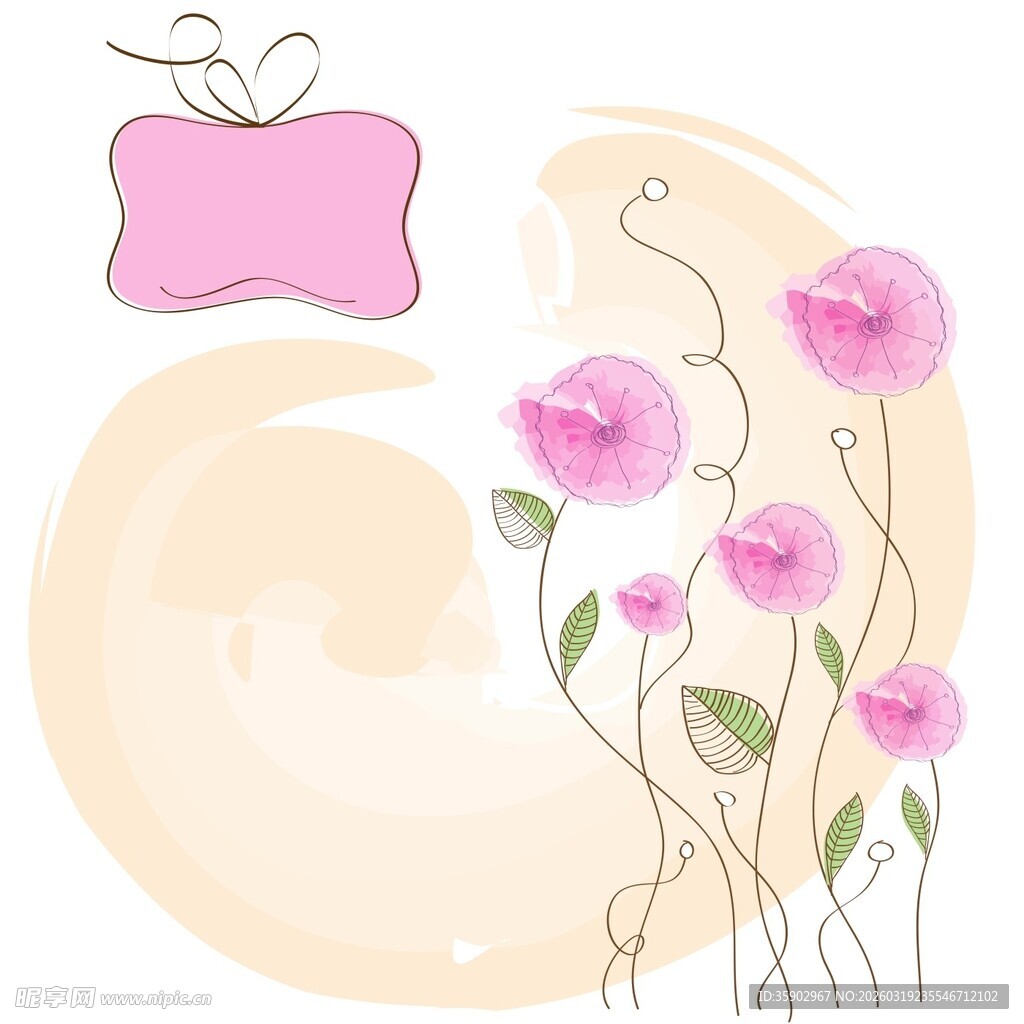 粉色花卉装饰背景图