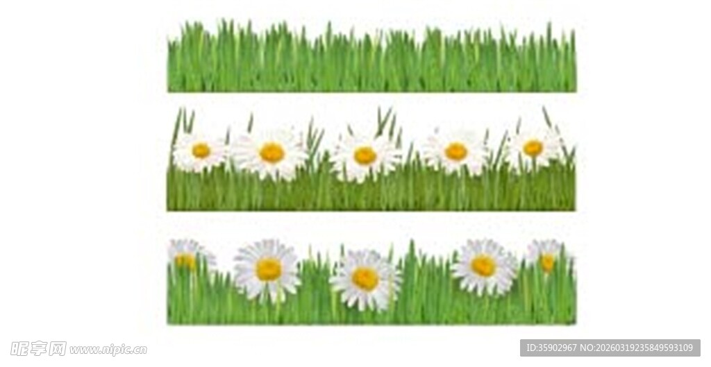 三幅草地雏菊装饰图案