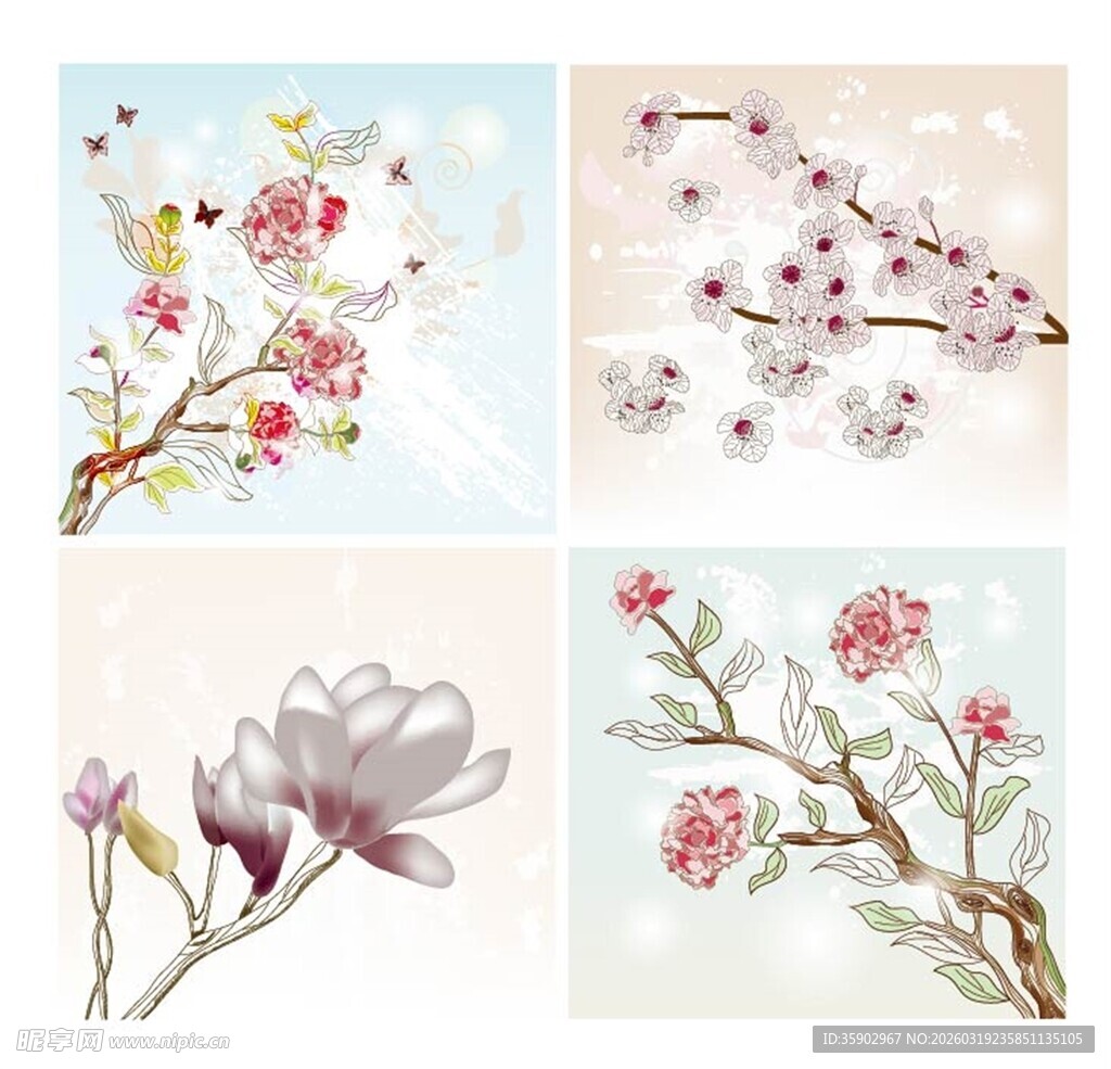 手绘花卉图案集合