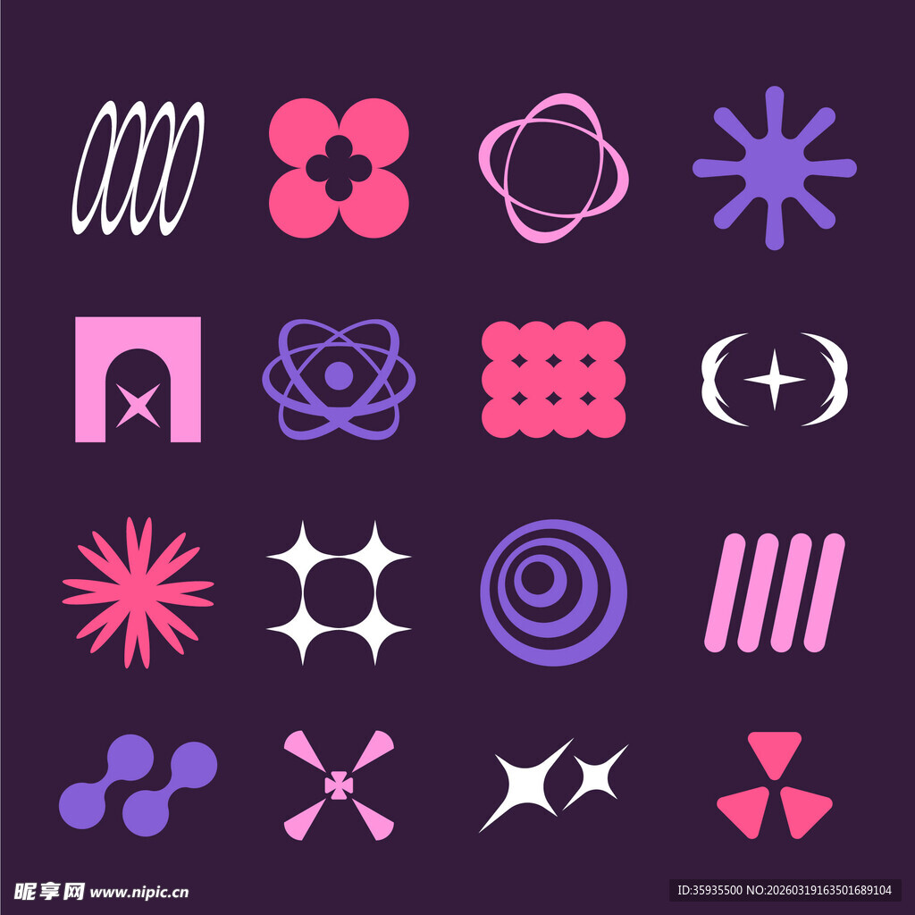 多彩几何抽象装饰图案元素