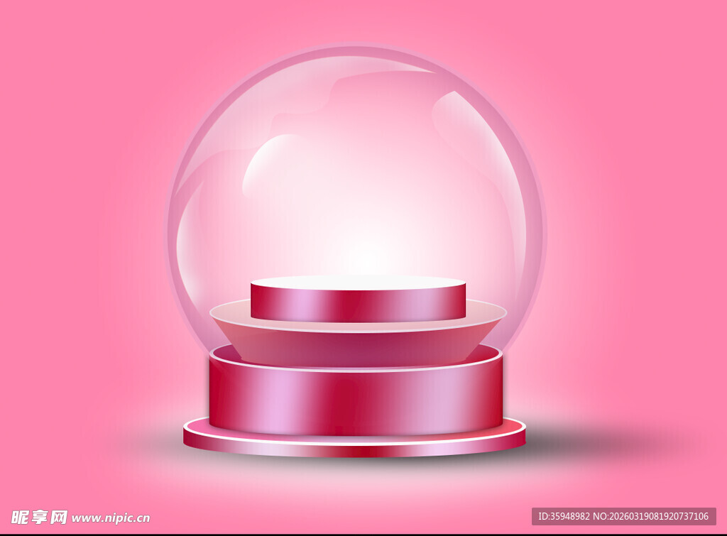 粉色透明雪球摆件