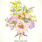 手绘多彩花卉插画