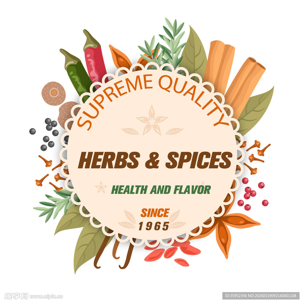 优质香草与香料装饰图案